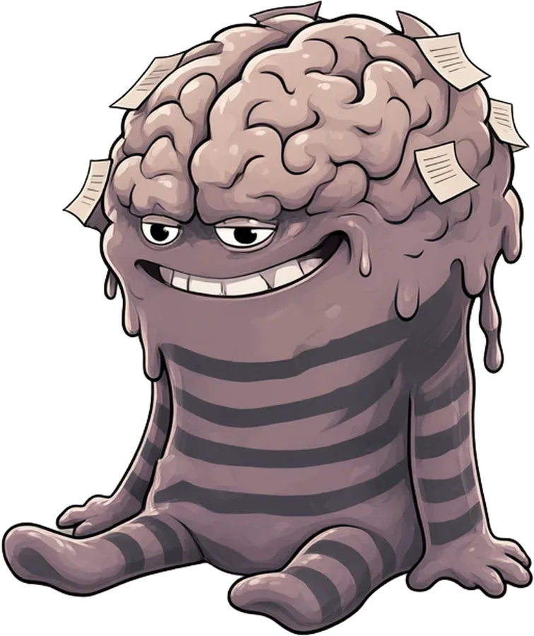 monsterbrain sitting relaxed on the floor